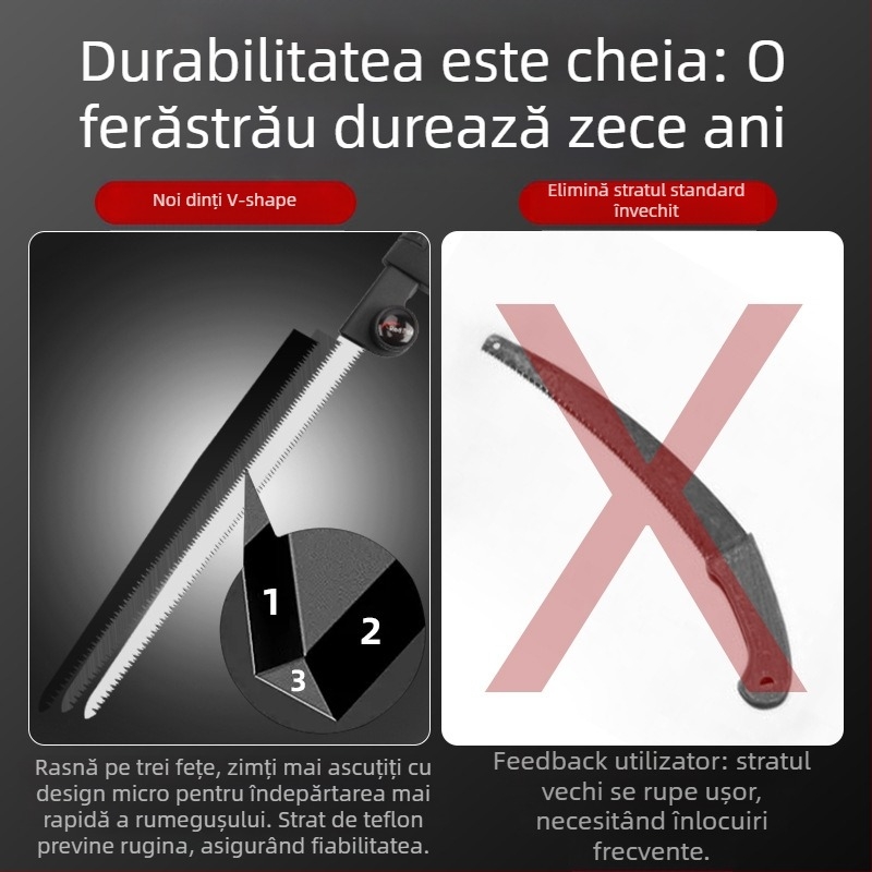 Fierăstrău de mână retractabil pentru tăiere în exterior — set de 3 piese, lamă SK9, Kyushu Garden