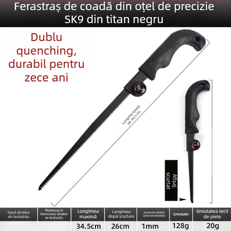 Fierăstrău de mână retractabil pentru tăiere în exterior — set de 3 piese, lamă SK9, Kyushu Garden