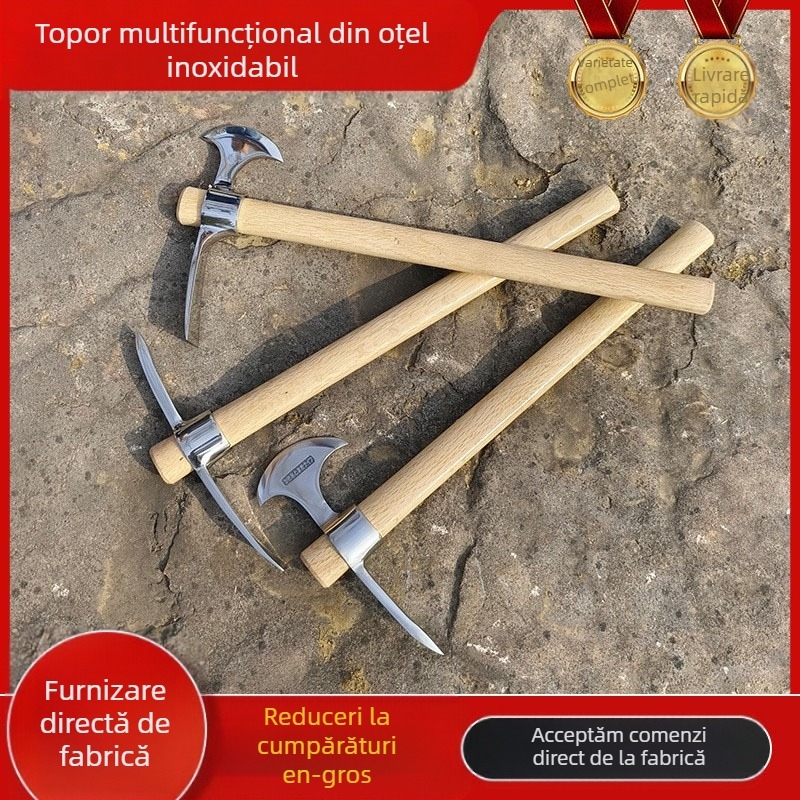 Set de unelte de supraviețuire din oțel inoxidabil: topor de gheata, cioc de gheata, cioc cruce, cioc de alpinism