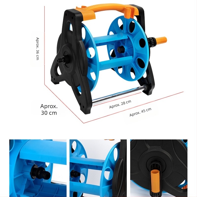 Pistol de apă cu presiune înaltă pentru uz casnic, pentru spălat mașini și udarea grădinii, cu tambur pentru furtun și suport de depozitare furtun (0.5 MPa, 30°C, burst 0 MPa)