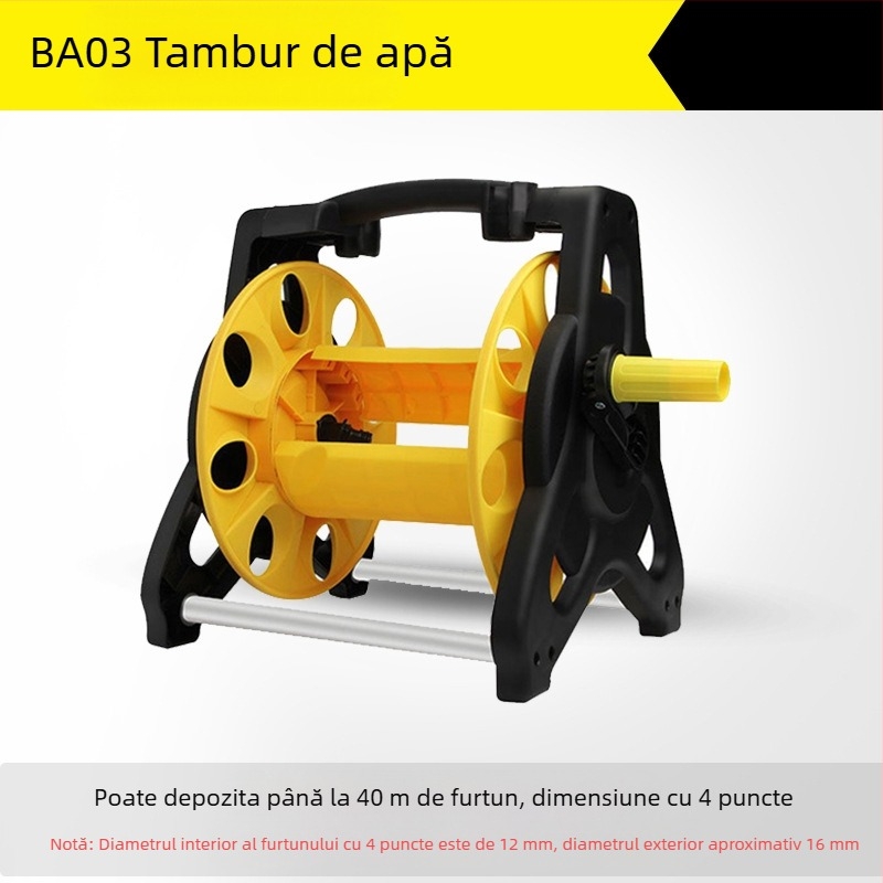 Pistol de apă cu presiune înaltă pentru uz casnic, pentru spălat mașini și udarea grădinii, cu tambur pentru furtun și suport de depozitare furtun (0.5 MPa, 30°C, burst 0 MPa)