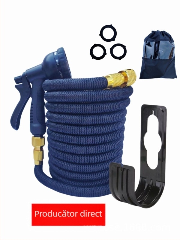 Set furtunuri telescopice TPE pentru uz casnic, spălarea mașinii și udarea grădinii, cap ABS de duză, standard european, extensie de 3x