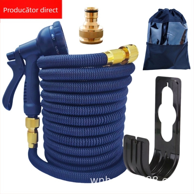 Set furtunuri telescopice TPE pentru uz casnic, spălarea mașinii și udarea grădinii, cap ABS de duză, standard european, extensie de 3x