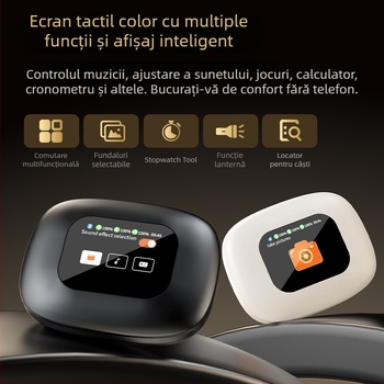 Căști sport wireless cu suport de ureche, control tactil și afișaj digital (Bluetooth 5.4, rază de 15 m, baterie 4–8 h)