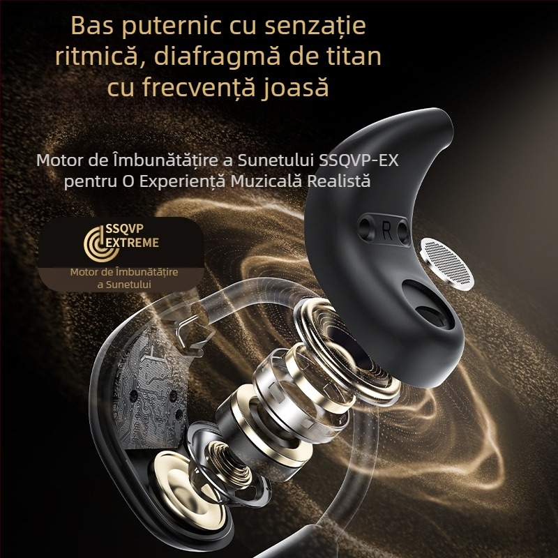 Căști sport wireless cu suport de ureche, control tactil și afișaj digital (Bluetooth 5.4, rază de 15 m, baterie 4–8 h)