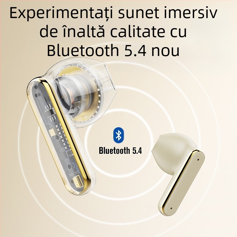 Căști Bluetooth wireless, in-ear, cu reducere a zgomotului, ecran digital, model privat, Bluetooth 5.4