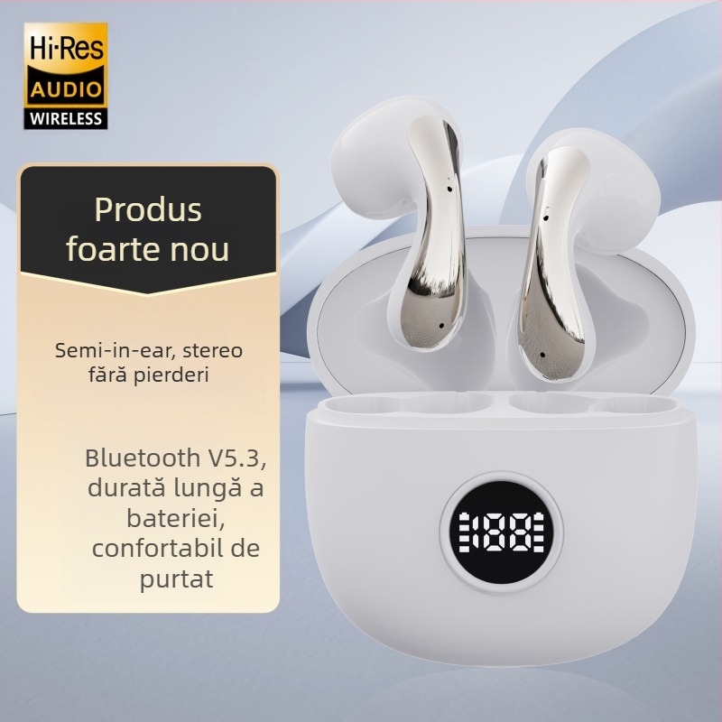 Căști Bluetooth wireless in-ear cu afișaj digital, latență scăzută pentru gaming, autonomie 4–8 ore, Bluetooth 5.3