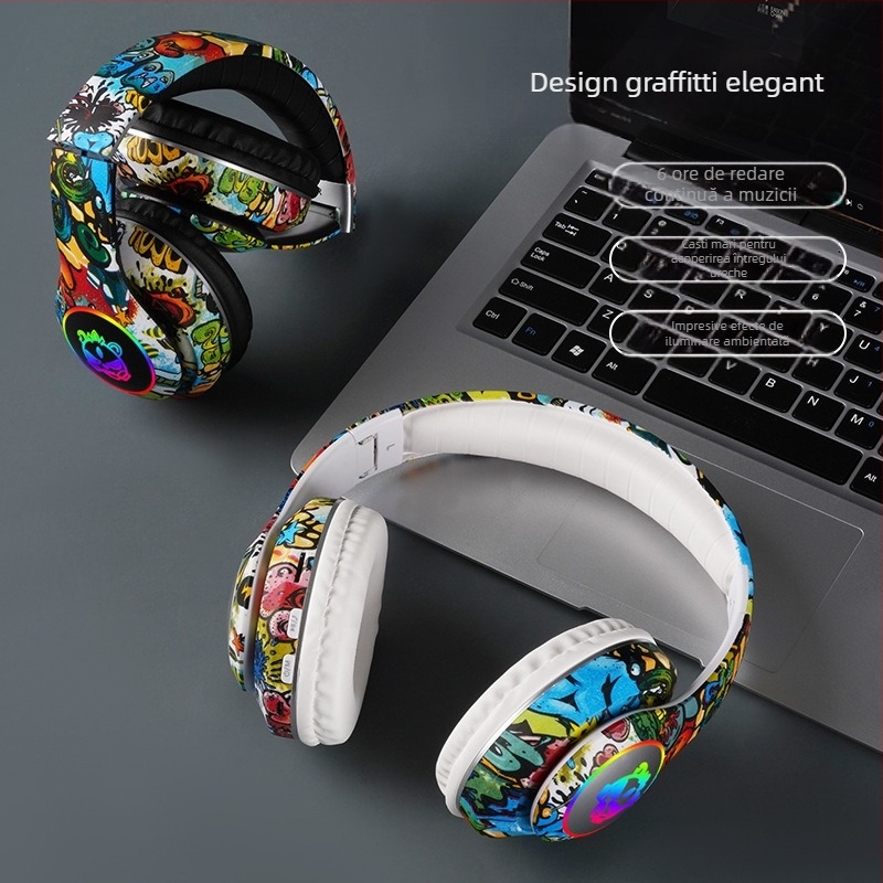 Headset Bluetooth pentru cap, USB 3.0, BT 5.0, baterie 200 mAh, suport HSP/HFP