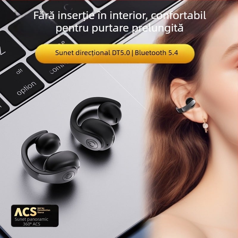 GD11 căști Bluetooth cu clips, design fără in-ear, Bluetooth 5.4, IPX6, autonomie baterie 4–8 ore