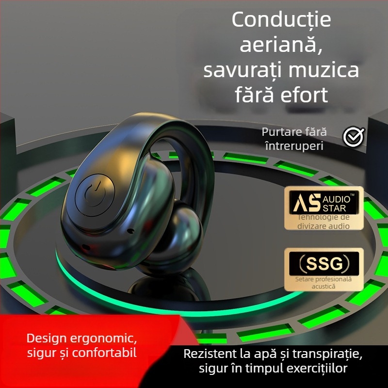 GD11 căști Bluetooth cu clips, design fără in-ear, Bluetooth 5.4, IPX6, autonomie baterie 4–8 ore