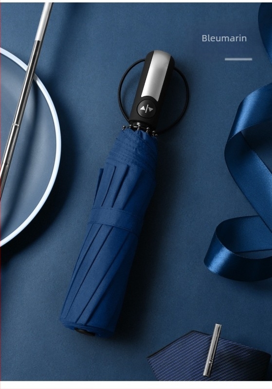 Umbrelă de reclamă cu deschidere automată, cadru din fibră cu 10 brațe, pliabilă, imprimare logo, protecție UV UPF>50 (10 brațe; cadru din fibră; deschidere automată; pliabil; UPF>50)