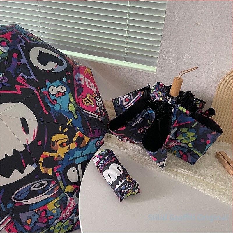 Umbrelă automată pliabilă cu protecție UV UPF50+, cadru din oțel cu 8 arce, pânză 210T, unisex