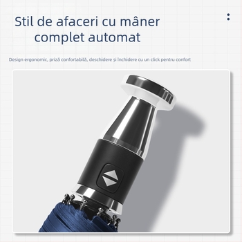 Umbrelă automată pliabilă pentru mașină, design modern tri-fold, 10 nervuri din oțel, țesătură 190T, UPF > 40, imprimare logo disponibil (deschidere automată, design tri-fold, 10 nervuri din oțel, 190T țesătură, UPF > 40)