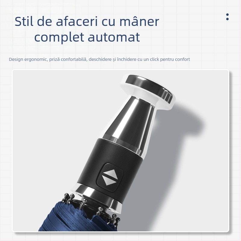 Umbrelă automată pliabilă pentru mașină, design modern tri-fold, 10 nervuri din oțel, țesătură 190T, UPF > 40, imprimare logo disponibil (deschidere automată, design tri-fold, 10 nervuri din oțel, 190T țesătură, UPF > 40)
