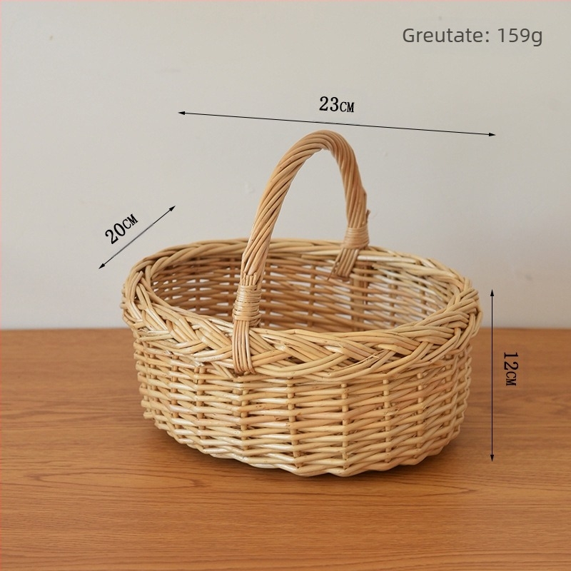 Coș de flori împletat din salcie, realizat manual, pentru decor și depozitare, stil pastoral.