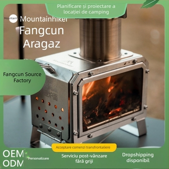 Mountain Guest sobă de lemn pentru camping - din oțel inoxidabil 201, portabilă pentru gătit în aer liber