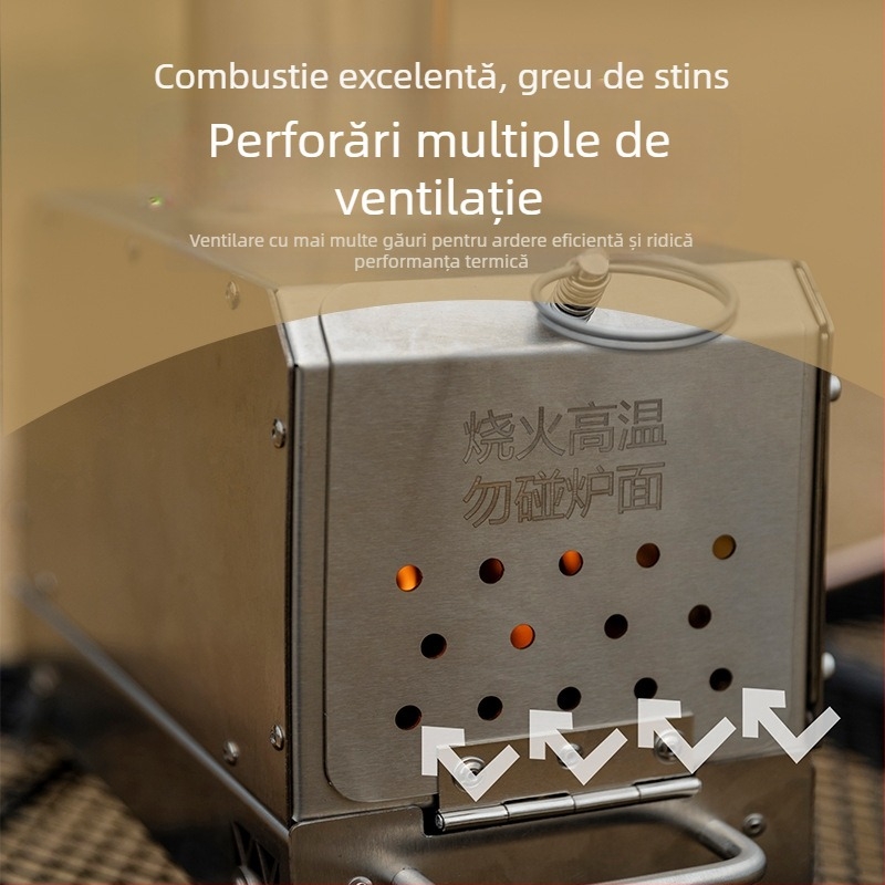 Mountain Guest sobă de lemn pentru camping - din oțel inoxidabil 201, portabilă pentru gătit în aer liber
