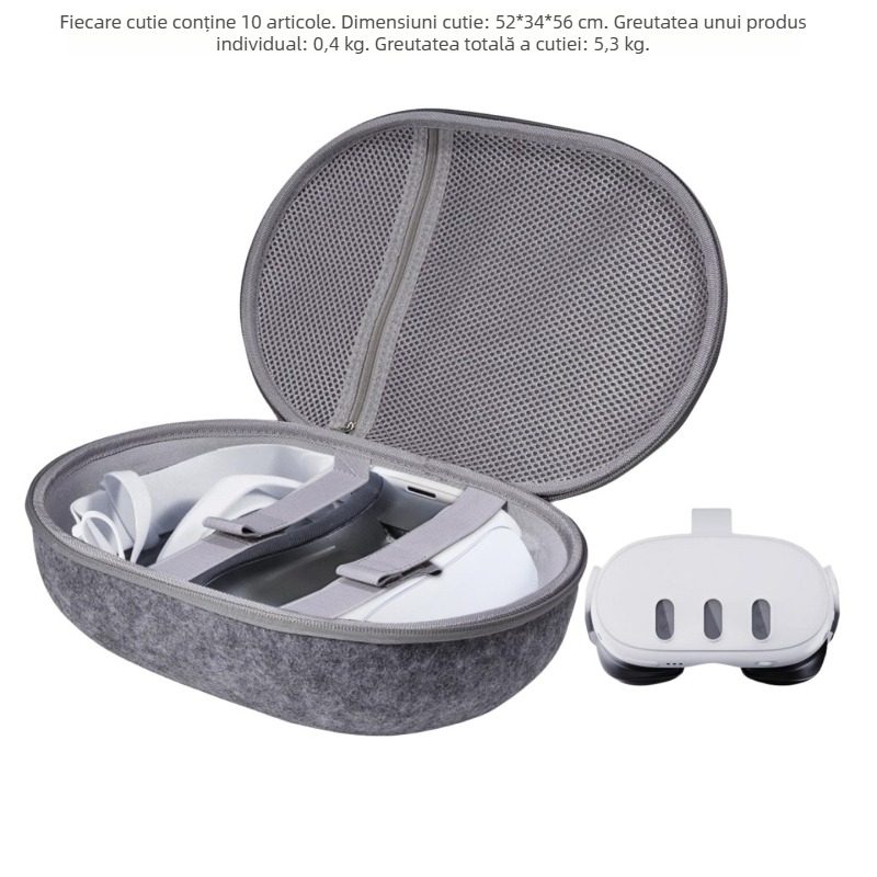 Geantă de depozitare VR din filc, compatibilă cu Quest 2, Quest 3 și Vision Pro; greutate 200 g; modele compatibile: Quest 2, Quest 3, Vision Pro.