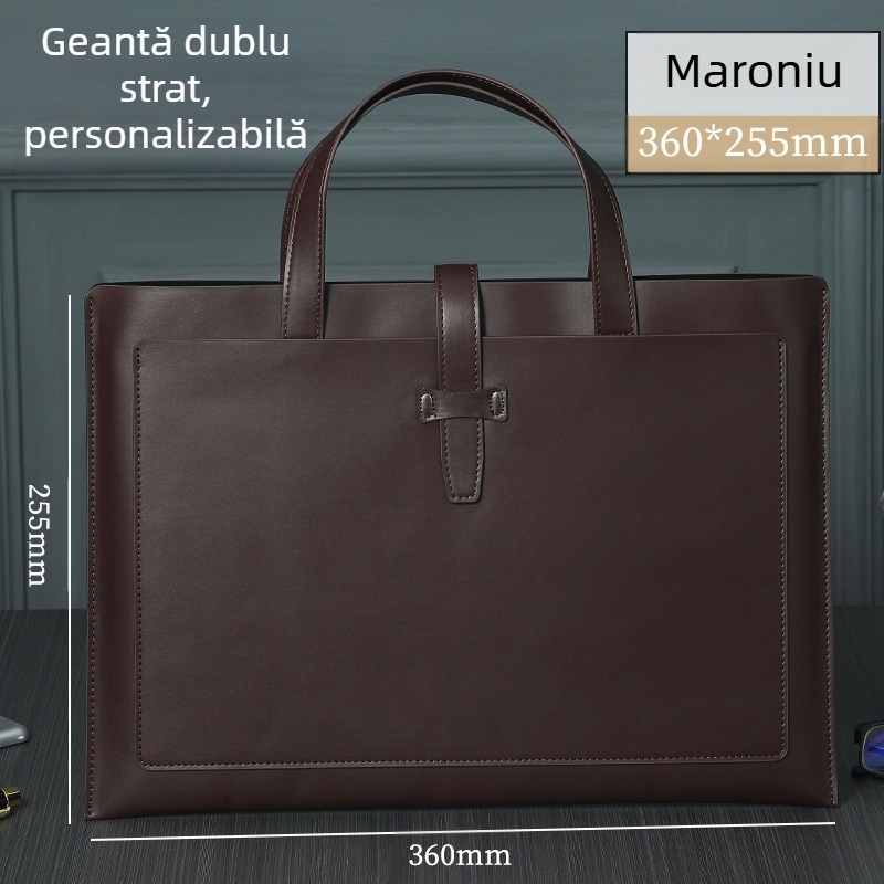 Geantă de documente din piele A4 pentru afaceri, cu cataramă din piele, logo imprimat, impermeabilă și rezistentă la uzură, capacitate mare, piele PU, căptușeală din poliester, brand Yujingxuan