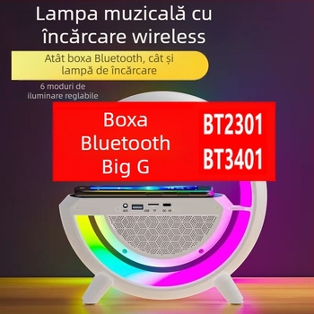 Difuzor Bluetooth, Bluetooth 5.3, baterie încorporată 1200–2000 mAh, 15W ieșire, încărcare fără fir și iluminare ambientală, răspuns în frecvență 100Hz–20kHz