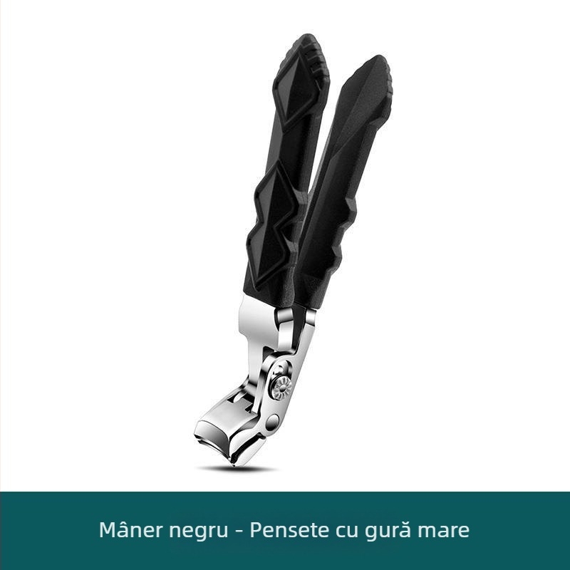 Clește pentru unghii cu mâner lung și cap curbat, din oțel inoxidabil, deschidere mare, pentru manichiură și pedicure