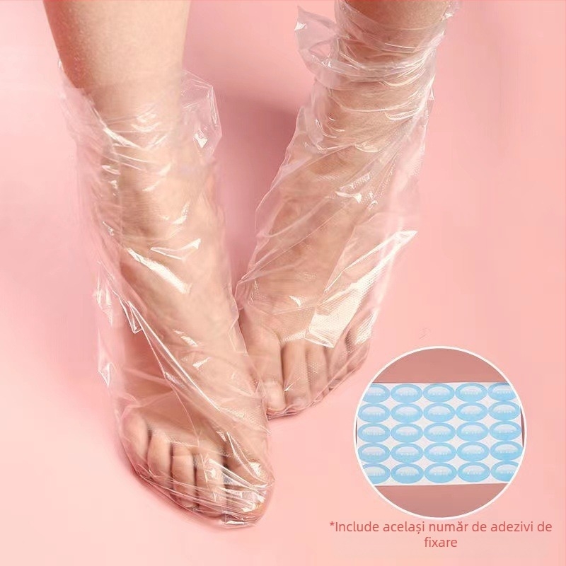 Acoperiri de unică folosință pentru picioare din plastic, antiderapante, 0,08 mm, cu model, 90 g, 100 bucăți în pachet