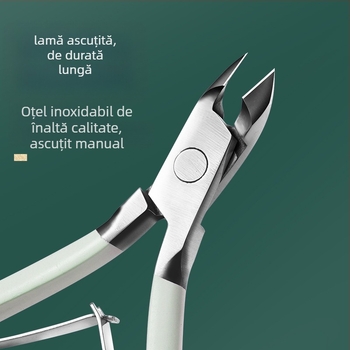 Set de unghii: oțel inoxidabil, foarfecă pentru pielea moartă, cuțit pentru cuticule, instrument de împingere a unghiilor și fișier – kit portabil pentru uz casnic