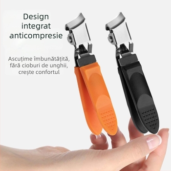 Clește de unghii cu gură înclinată și canal pentru unghii — plastic și oțel inoxidabil