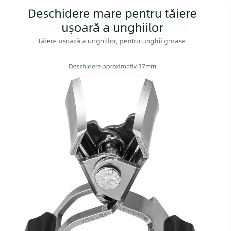 Clește de unghii cu gură înclinată și canal pentru unghii — plastic și oțel inoxidabil