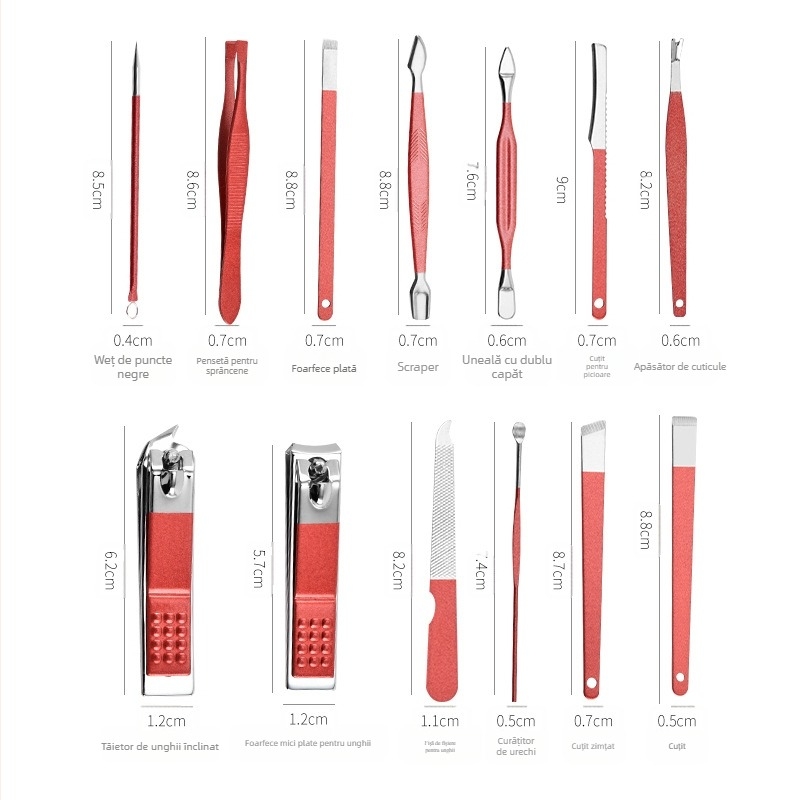 Set de tăiere a unghiilor – 30 de piese – oțel inoxidabil – trusă de instrumente pentru manichiură