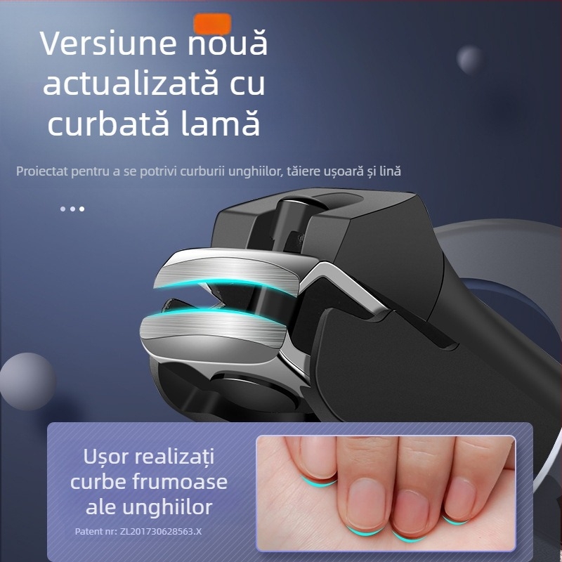 Clește pentru unghii cu design anti-stropire, portabil, din plastic și oțel inoxidabil, pentru uz casnic