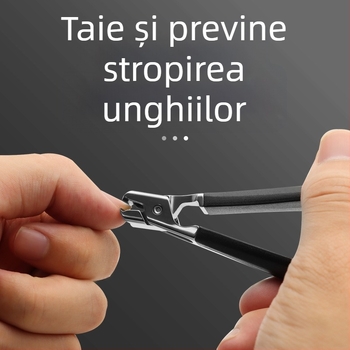 Clește de unghii cu mâner din silicon, anti stropire, pentru unghii tari, portabil/uz casnic, material: plastic + oțel inoxidabil, OEM