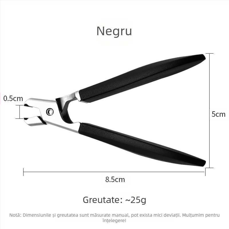 Clește de unghii cu mâner din silicon, anti stropire, pentru unghii tari, portabil/uz casnic, material: plastic + oțel inoxidabil, OEM