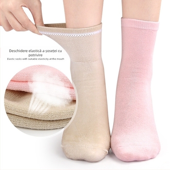 Șosete full-foot din bumbac-gel, culoare solidă, tub mediu, tricotare cu un ac, 120N, pentru toate anotimpurile