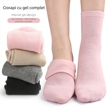 Șosete full-foot din bumbac-gel, culoare solidă, tub mediu, tricotare cu un ac, 120N, pentru toate anotimpurile