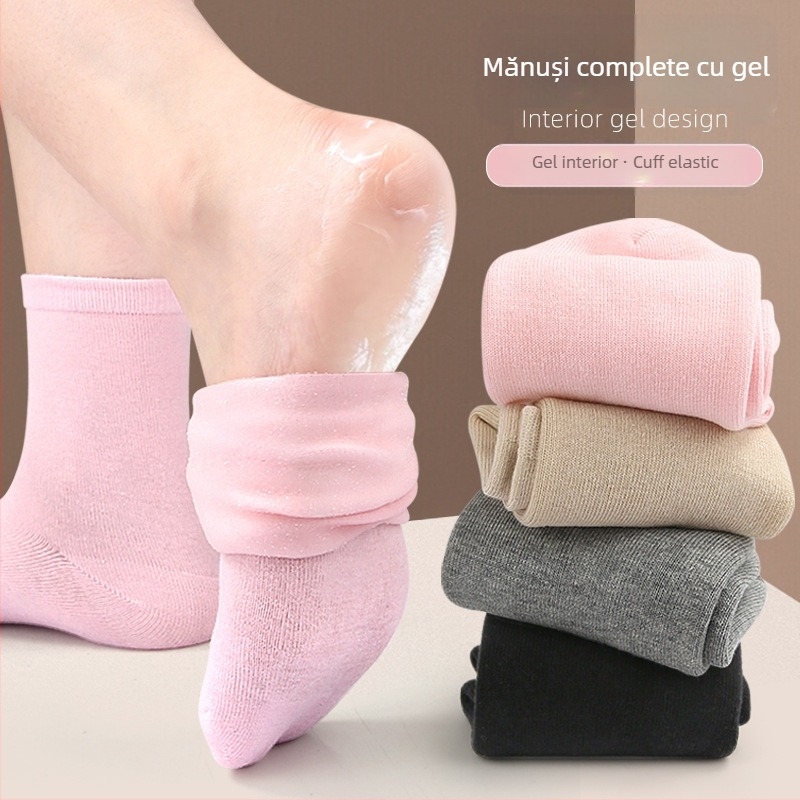 Șosete full-foot din bumbac-gel, culoare solidă, tub mediu, tricotare cu un ac, 120N, pentru toate anotimpurile
