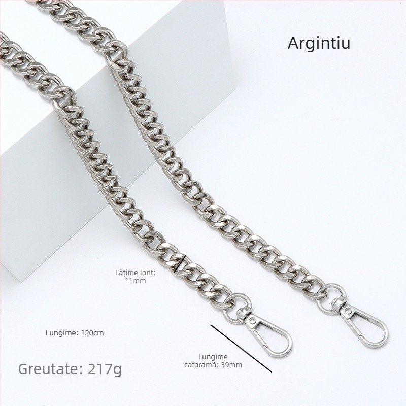 Curea metalică pentru umăr cu lanț dublu – curea de înlocuire pentru geantă, rezistentă la uzură