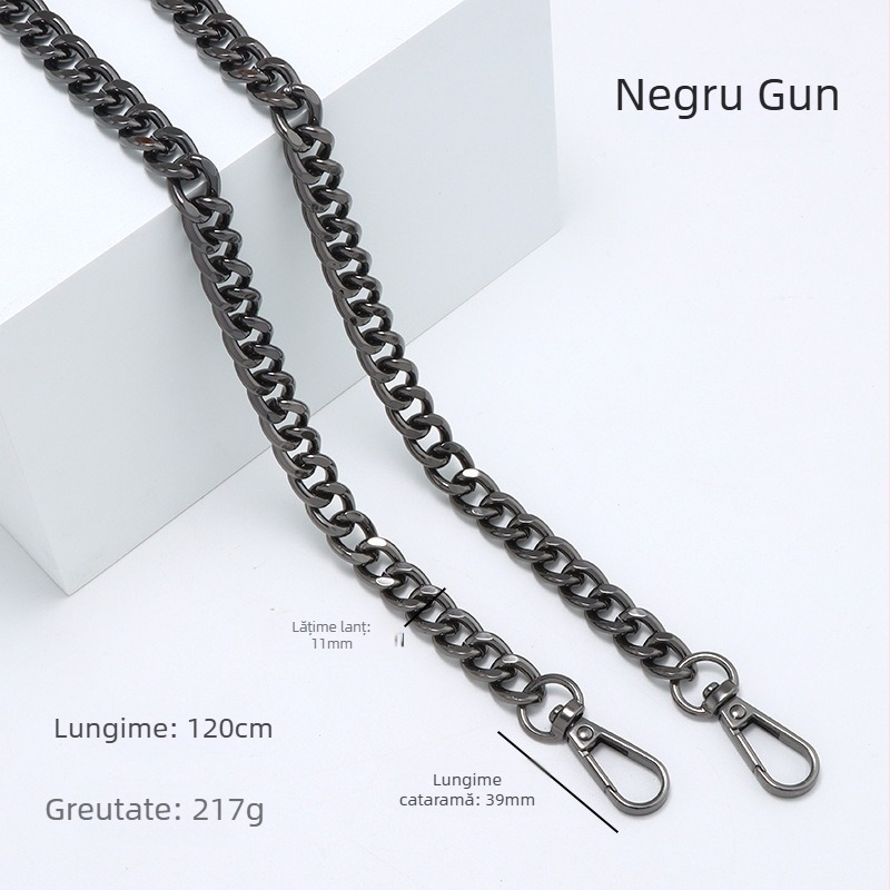 Curea metalică pentru umăr cu lanț dublu – curea de înlocuire pentru geantă, rezistentă la uzură