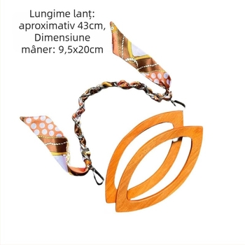 Geantă de mână țesută manual, cu mânere din lemn; material: lemn; stil: accesorii țesute; antibacterian, rezistent la uzură; sezon: iarna 2024