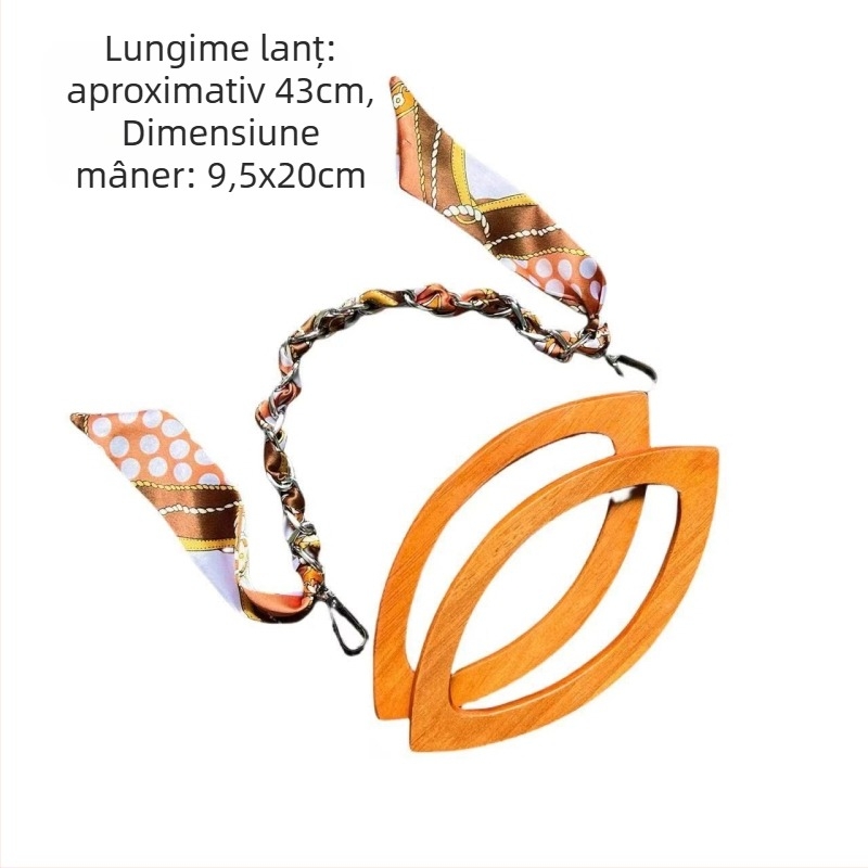 Geantă de mână țesută manual, cu mânere din lemn; material: lemn; stil: accesorii țesute; antibacterian, rezistent la uzură; sezon: iarna 2024