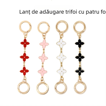 Accesoriu de lanț pentru geantă cu finisaj picurare de ulei, motiv trifoi cu patru foi, metal, Xinhe