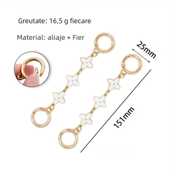 Accesoriu de lanț pentru geantă cu finisaj picurare de ulei, motiv trifoi cu patru foi, metal, Xinhe
