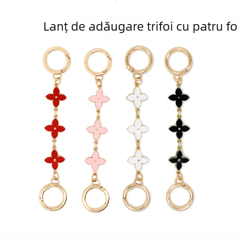 Accesoriu de lanț pentru geantă cu finisaj picurare de ulei, motiv trifoi cu patru foi, metal, Xinhe