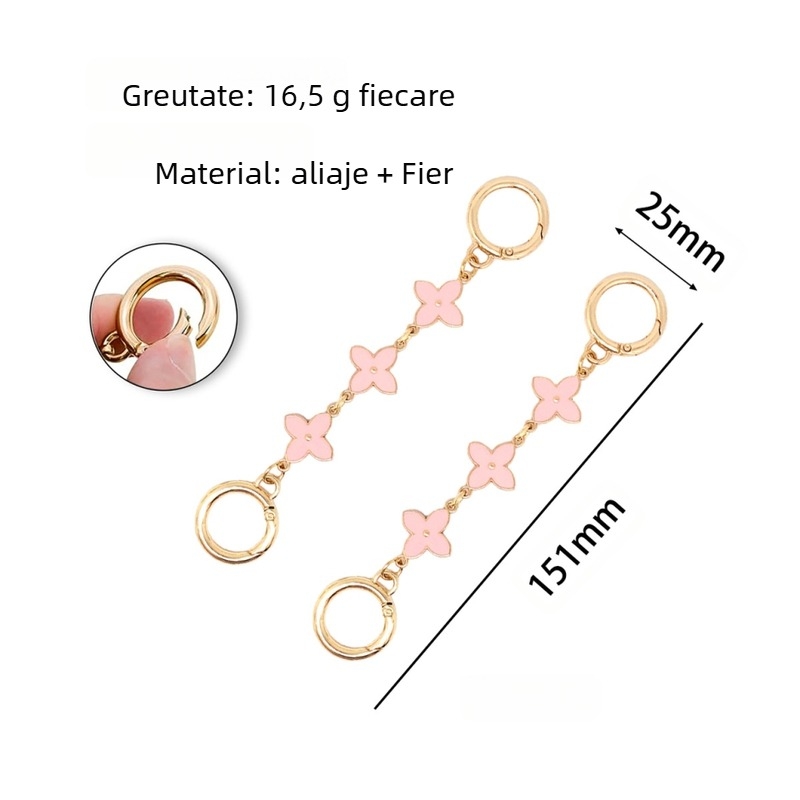 Accesoriu de lanț pentru geantă cu finisaj picurare de ulei, motiv trifoi cu patru foi, metal, Xinhe