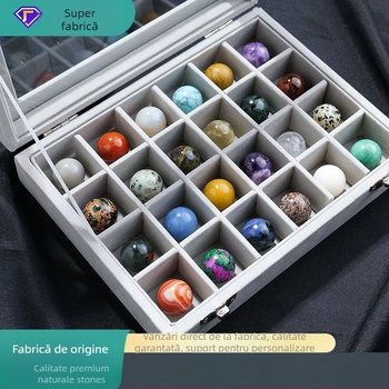 Set de mostre din piatră naturală în sferă de cristal – cristal natural, pietre prețioase, ornament de agățat, cutie cadou, stil modern