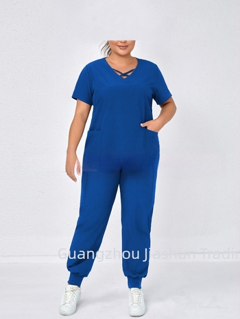 Top respirabil cu buzunar mat și set top-pantaloni, mâneci 3/4, amestec poliester-elastan, 90-95% poliester, stil japonez-coreean de relaxare, primăvara 2025