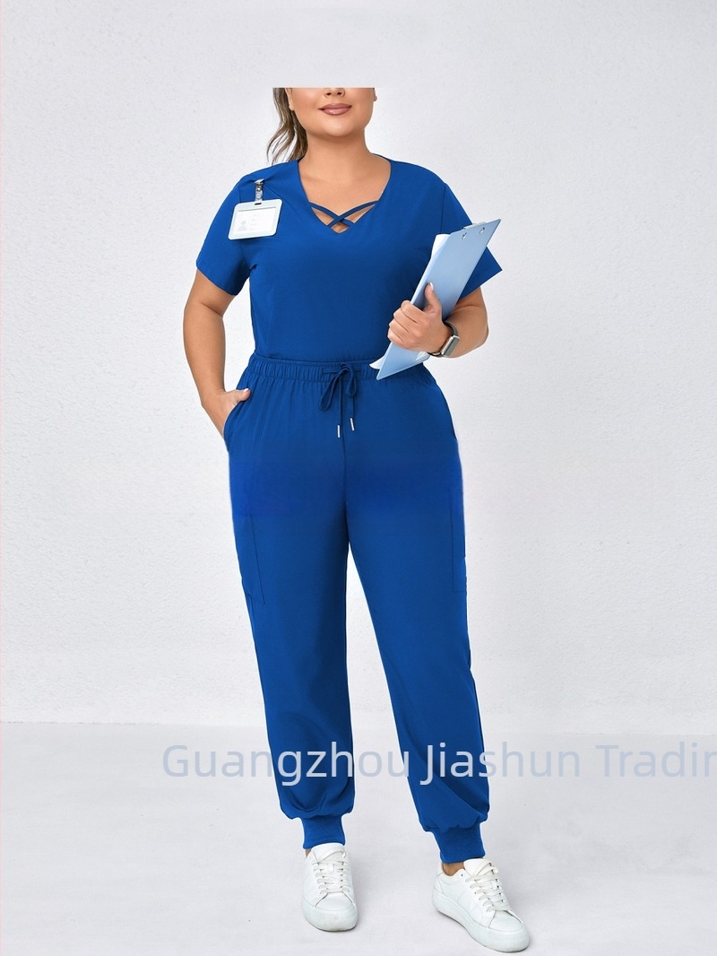 Top respirabil cu buzunar mat și set top-pantaloni, mâneci 3/4, amestec poliester-elastan, 90-95% poliester, stil japonez-coreean de relaxare, primăvara 2025