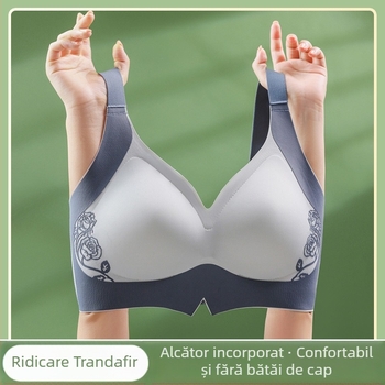 Sutien cu ridicare și modelare, anti-proeminență, cupă 3/4, cupă turnată subțire, material nylon, bretele fixe duble
