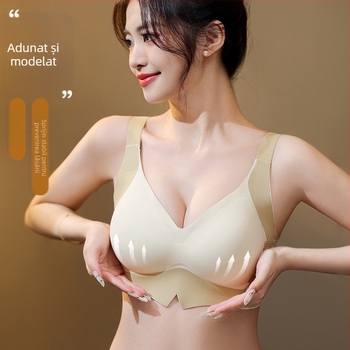 Sutien cu ridicare și modelare, anti-proeminență, cupă 3/4, cupă turnată subțire, material nylon, bretele fixe duble