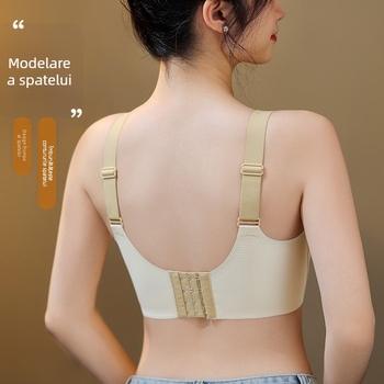 Sutien cu ridicare și modelare, anti-proeminență, cupă 3/4, cupă turnată subțire, material nylon, bretele fixe duble